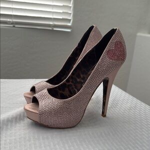 Elegant Pink Peep-Toe Heels